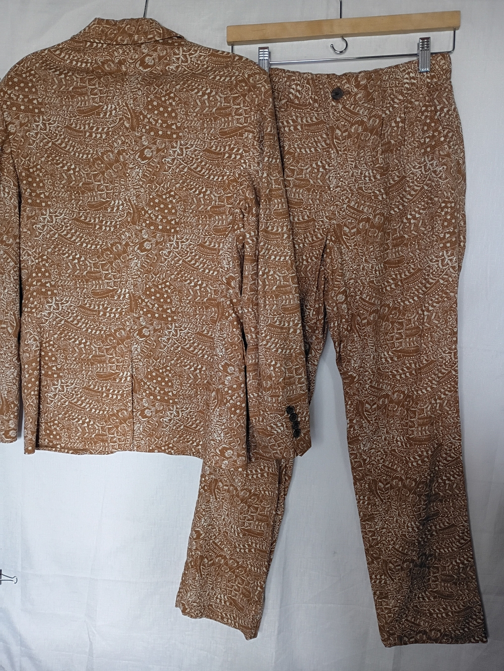 INC International Concepts Women's Brown Patterned Two-Piece Suit Size XS Linen - Picture 3 of 15